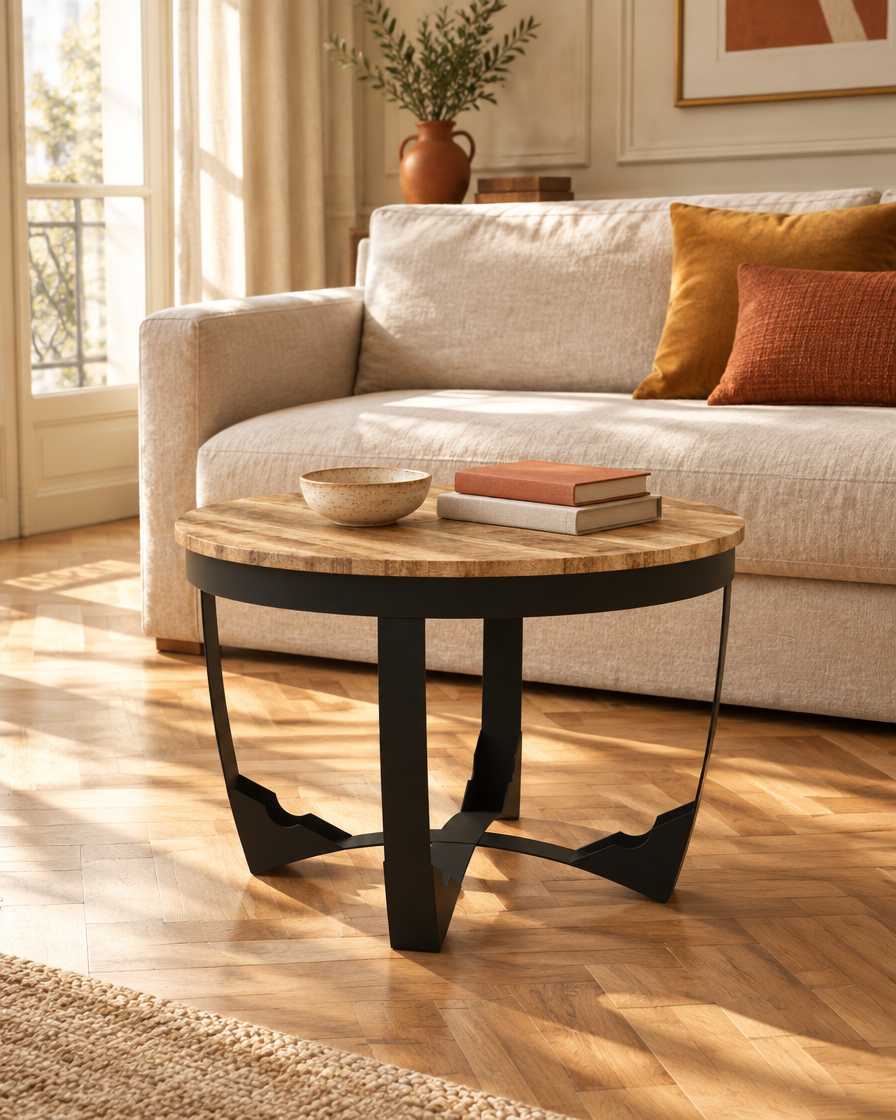 Table basse ronde Ø60 manguier - salon