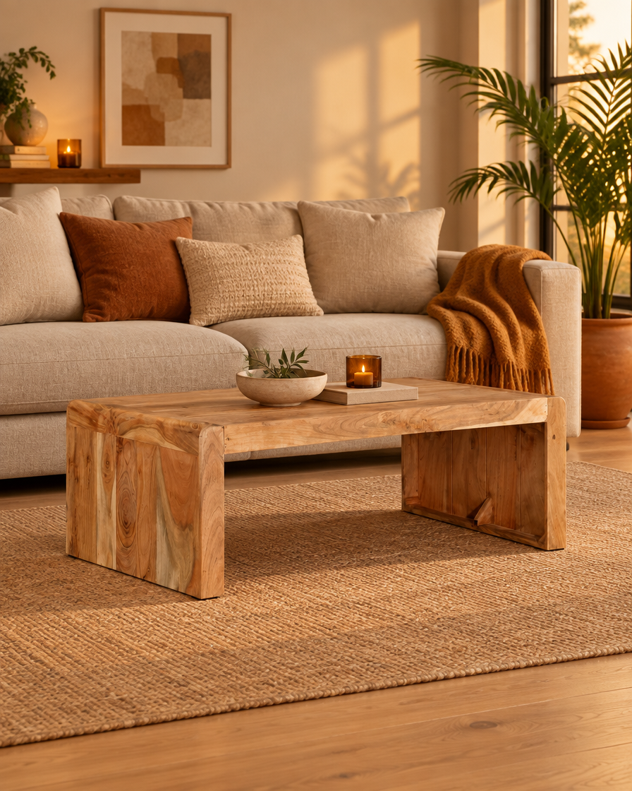 Table basse 110 cm acacia - plan large