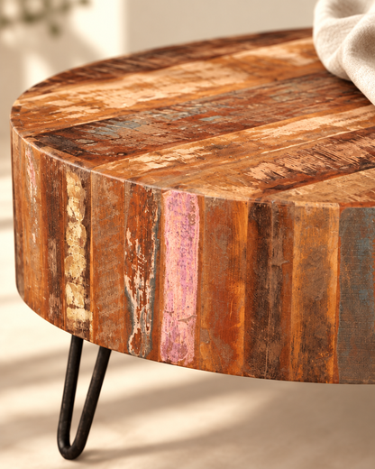 Table basse ronde Ø70 bois massif - détail bois
