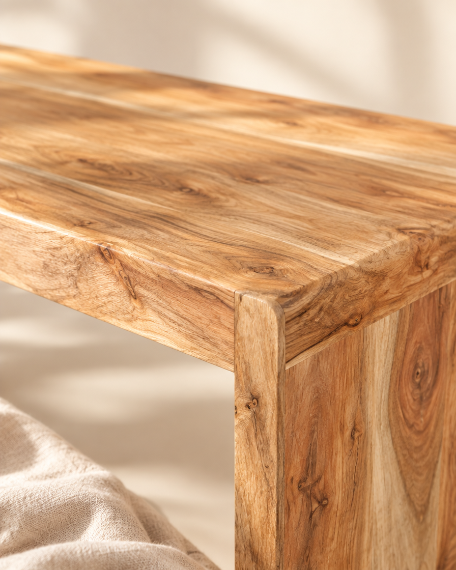 Table basse 110 cm acacia - détail bois