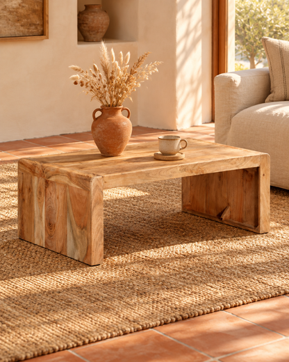 Table basse 110 cm acacia - vue plongeante