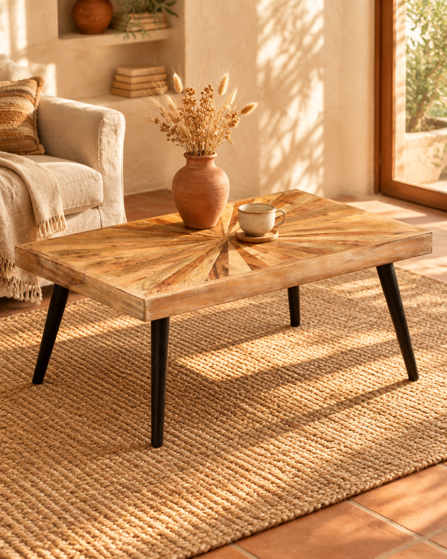 Table basse 90 cm manguier - vue plongeante