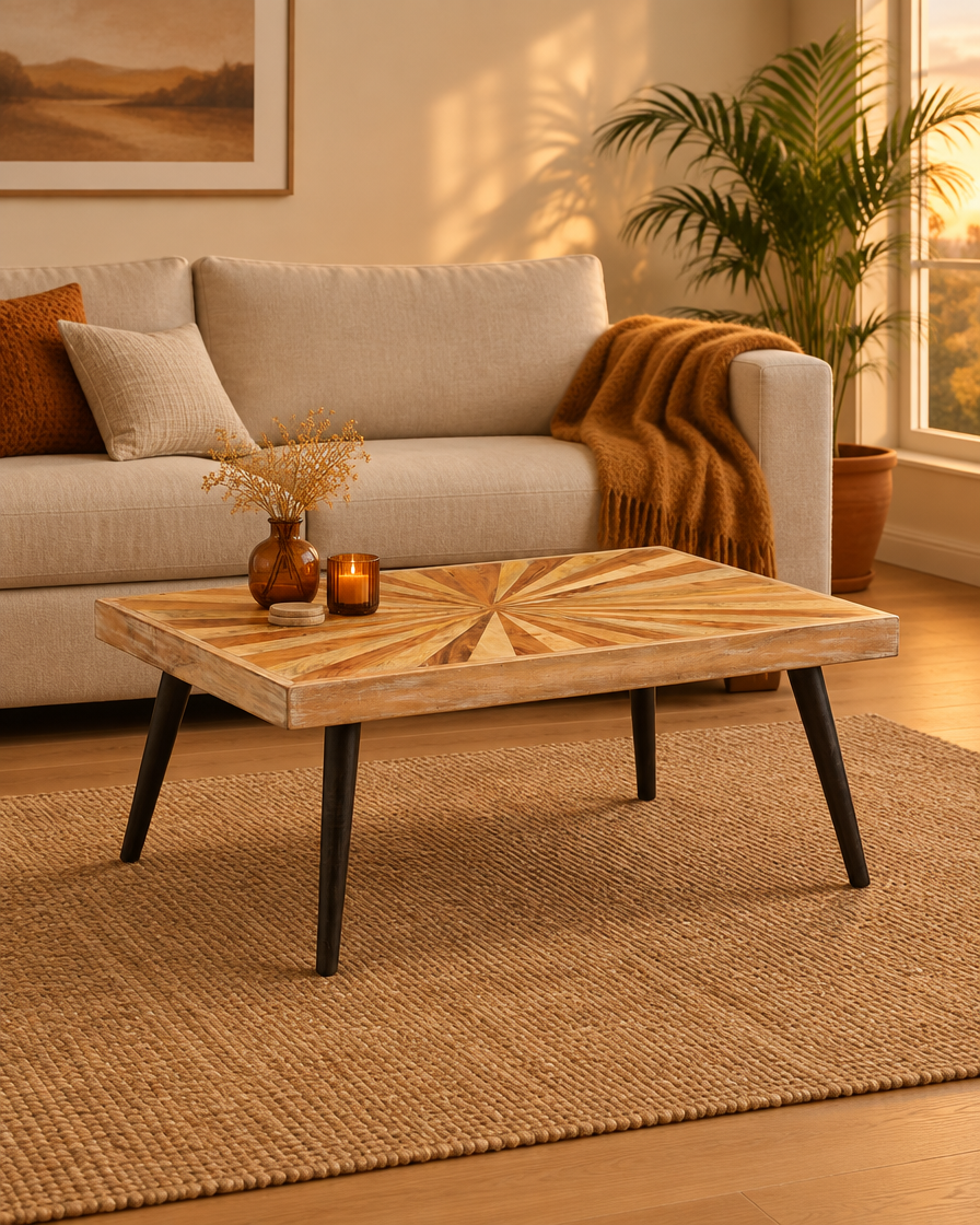 Table basse 90 cm manguier - plan large