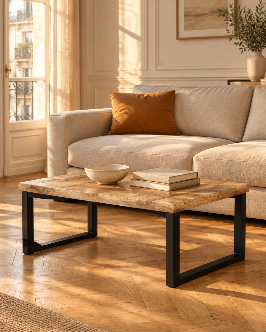 Table basse 100 manguier acier - salon