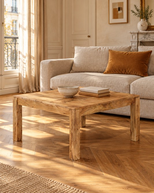 Table basse carrée 80 acacia - salon