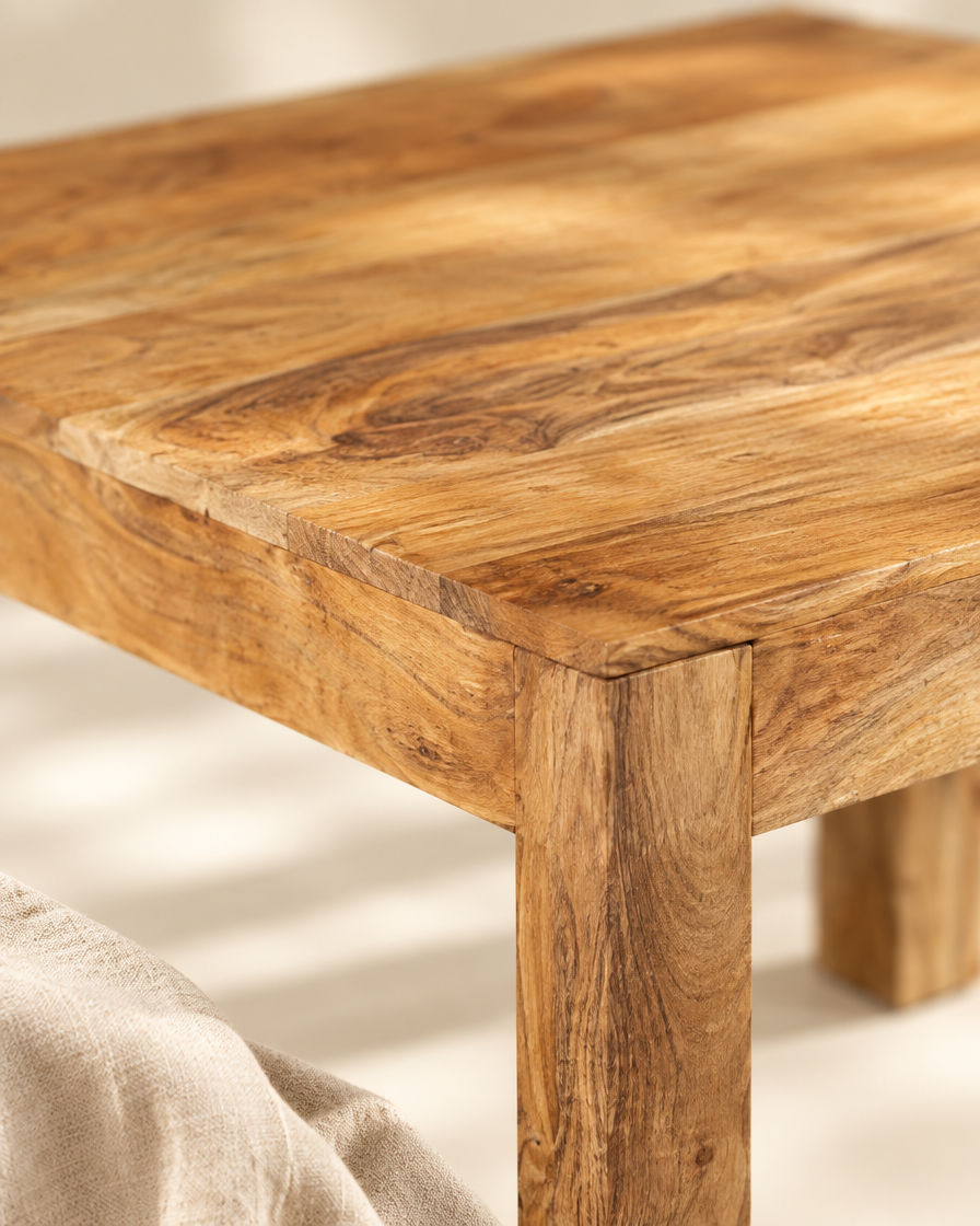Table basse carrée 80 acacia - détail bois