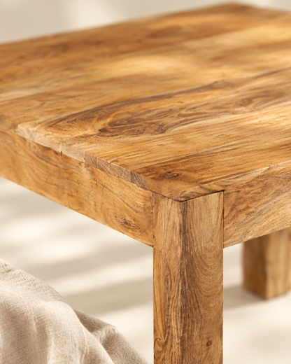 Table basse carrée 80 acacia - détail bois
