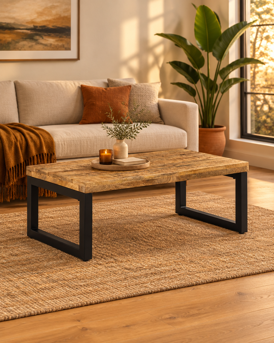 Table basse 100 manguier acier - plan large