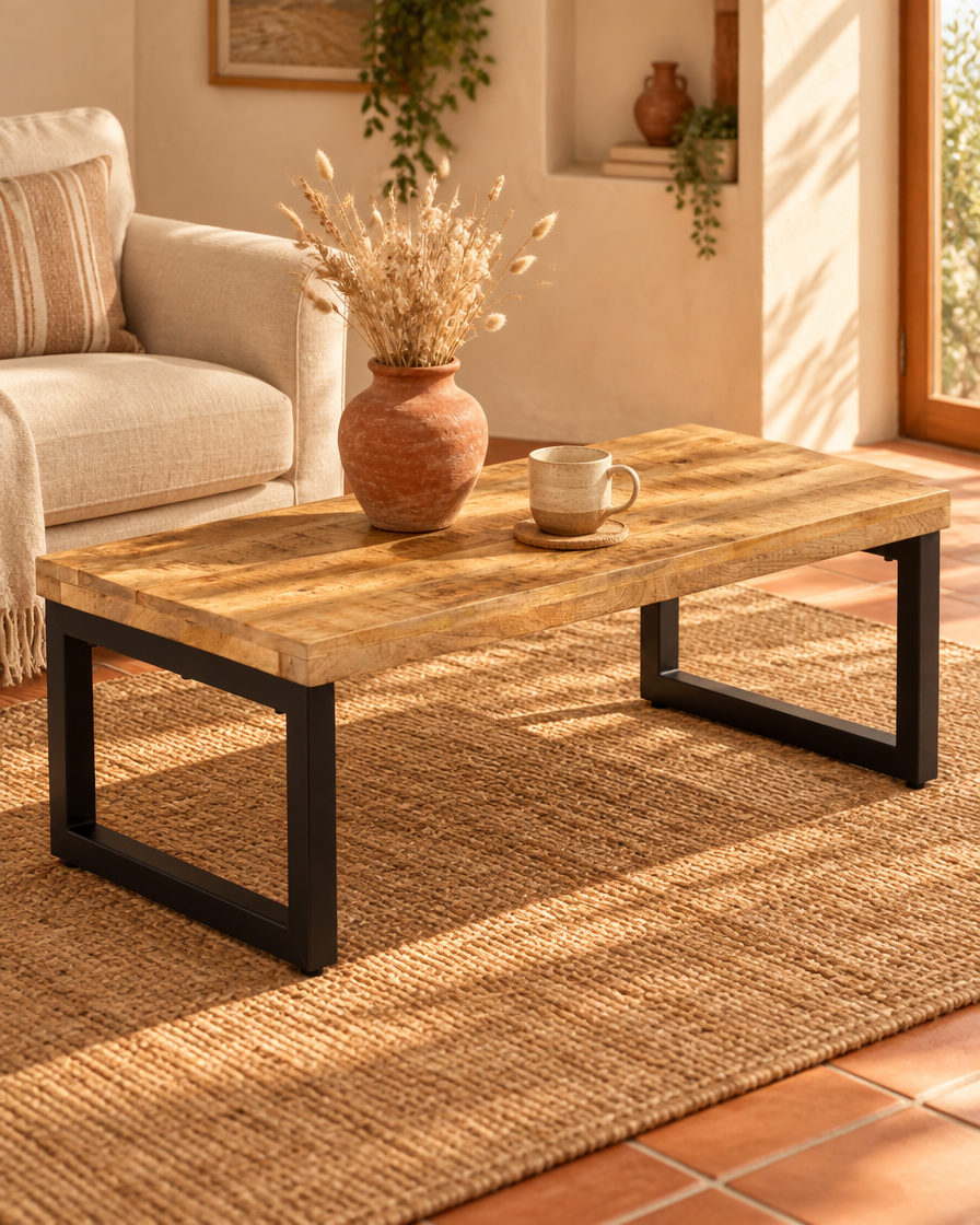 Table basse 100 manguier acier - vue plongeante