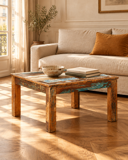 Table basse carrée 80 bois massif - salon