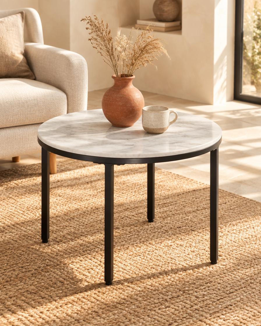 Table basse ronde Ø65 marbre - vue plongeante