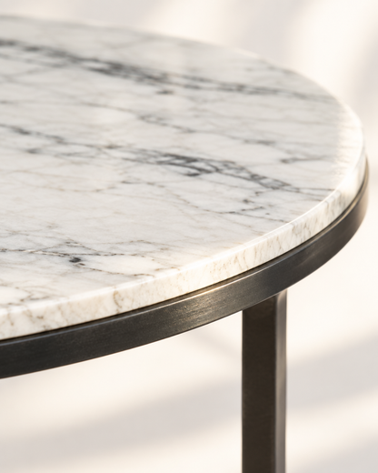 Table basse ronde Ø65 marbre - détail veinage