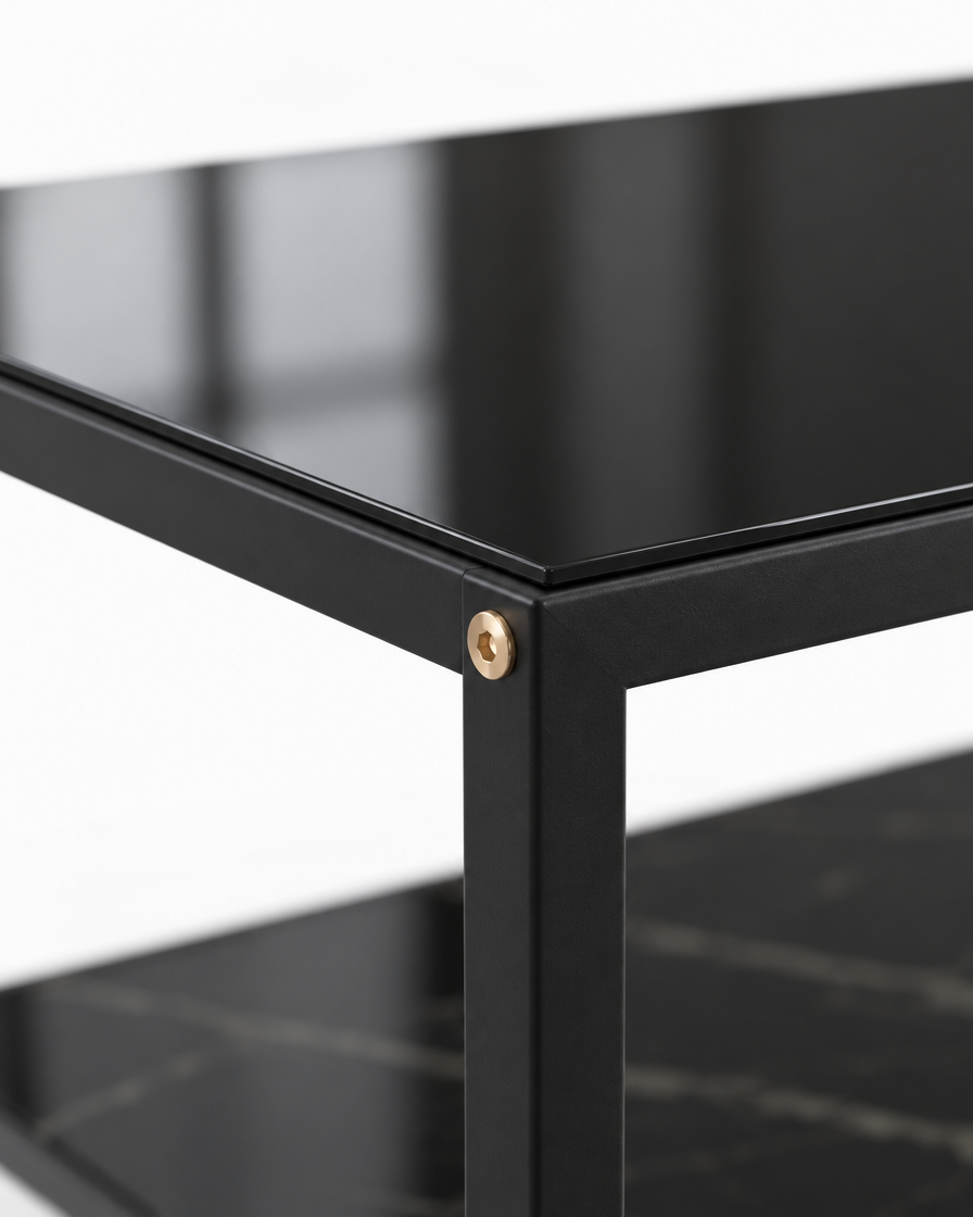 Table basse verre noir uni 80 - détail