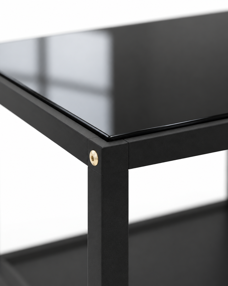 Table basse verre noir uni 60 - détail