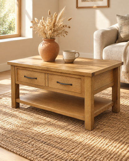 Table basse placage chêne 88 - vue plongeante