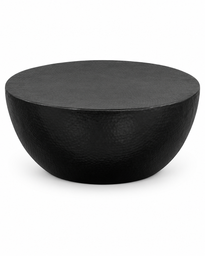 Table basse tambour aluminium martelé noir - packshot