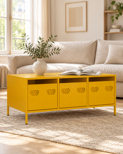 Table basse acier jaune moutarde 101 - salon