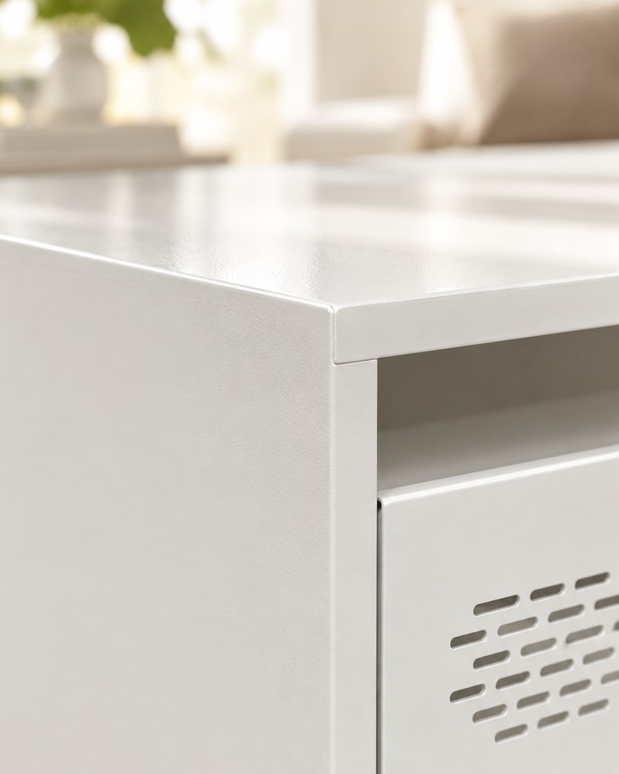 Table basse acier blanc 68 - détail