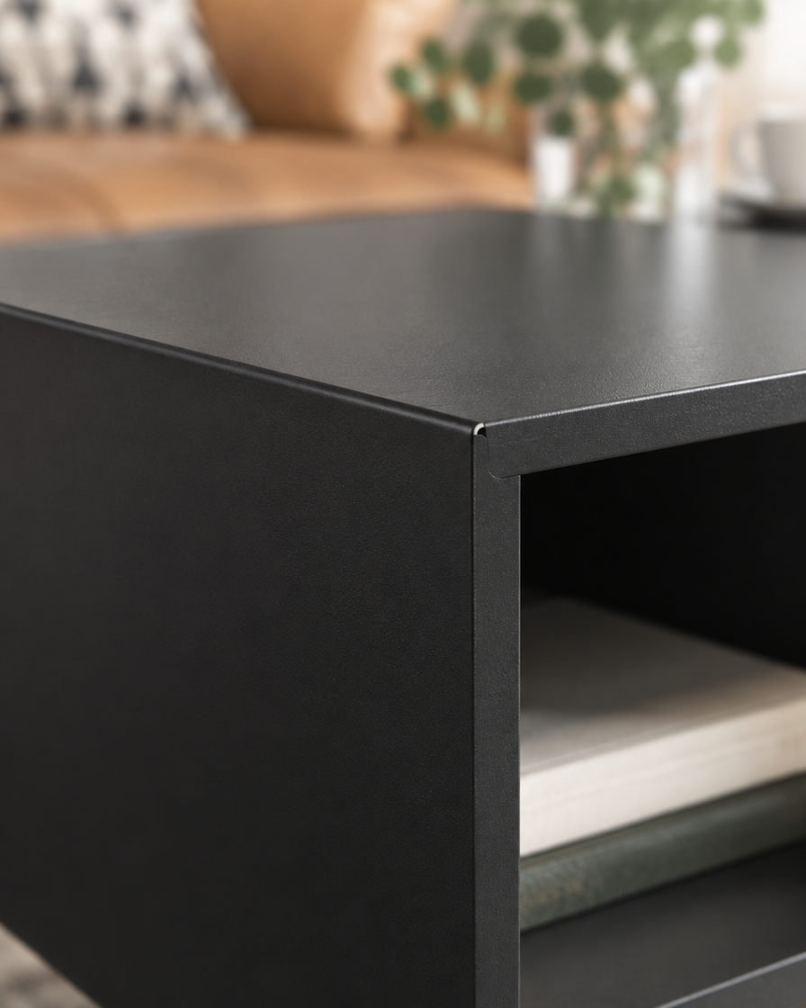 Table basse acier noir 101 - détail