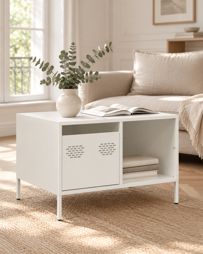 Table basse acier blanc 68 - salon