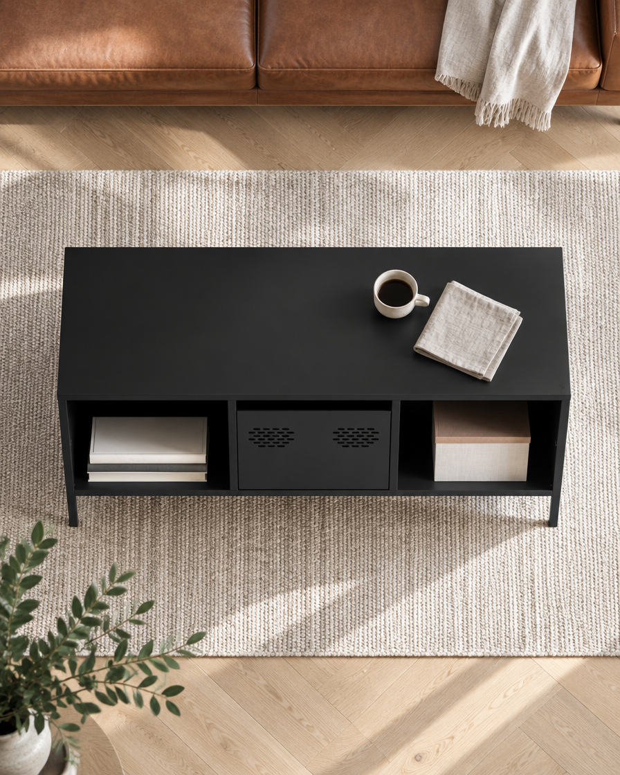 Table basse acier noir 101 - vue plongeante