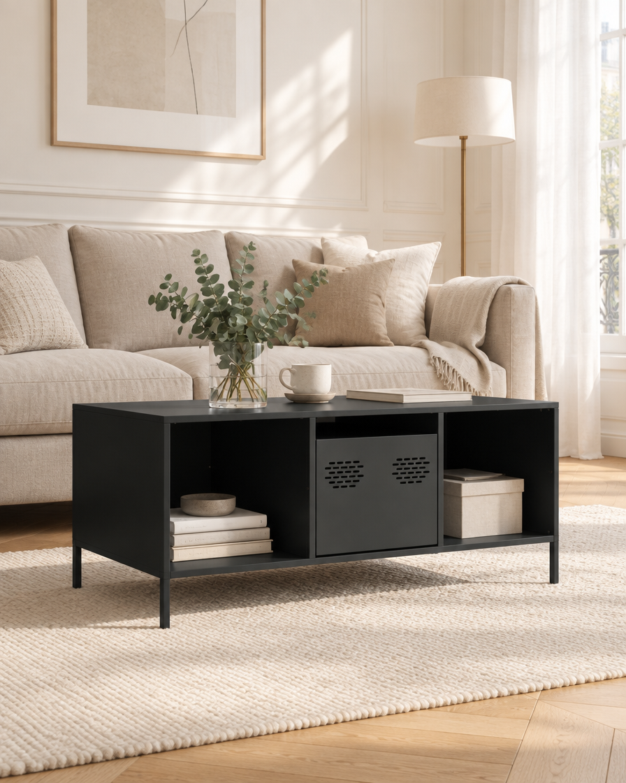Table basse acier noir 101 - plan large