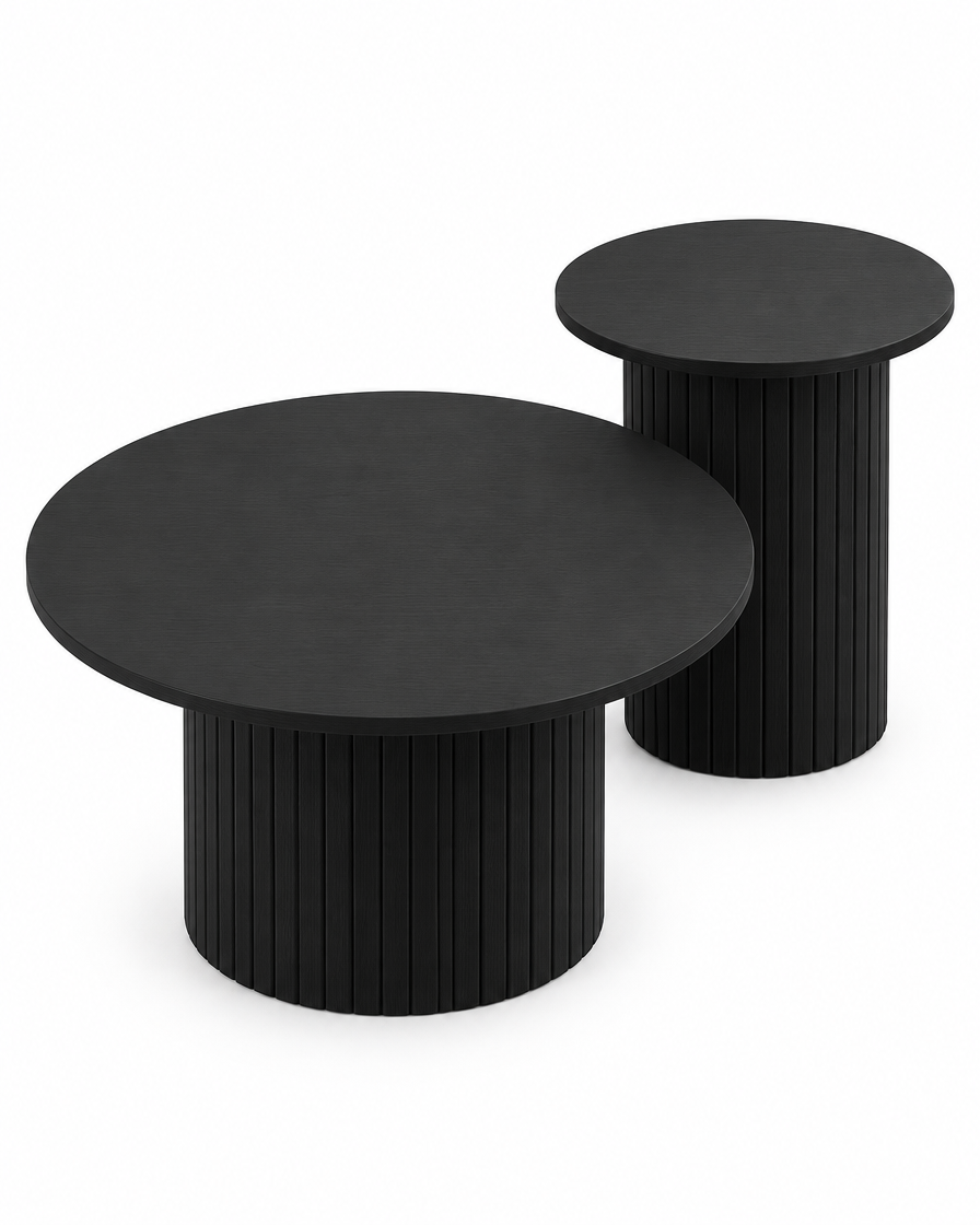 Tables gigognes cannelées noir - packshot