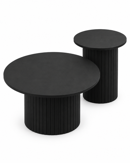 Tables gigognes cannelées noir - packshot