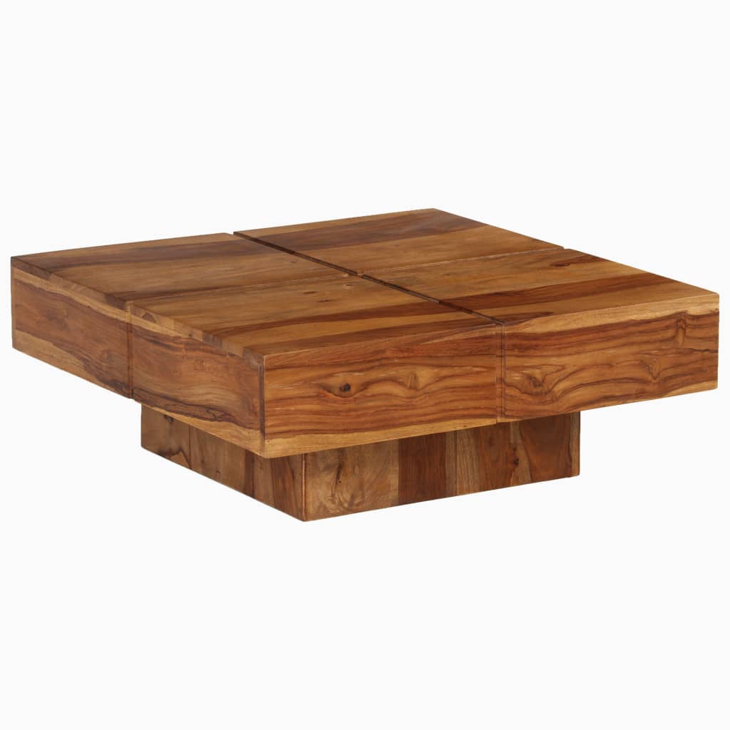 Table basse carrée 80 cm en acacia massif, hauteur 30 cm