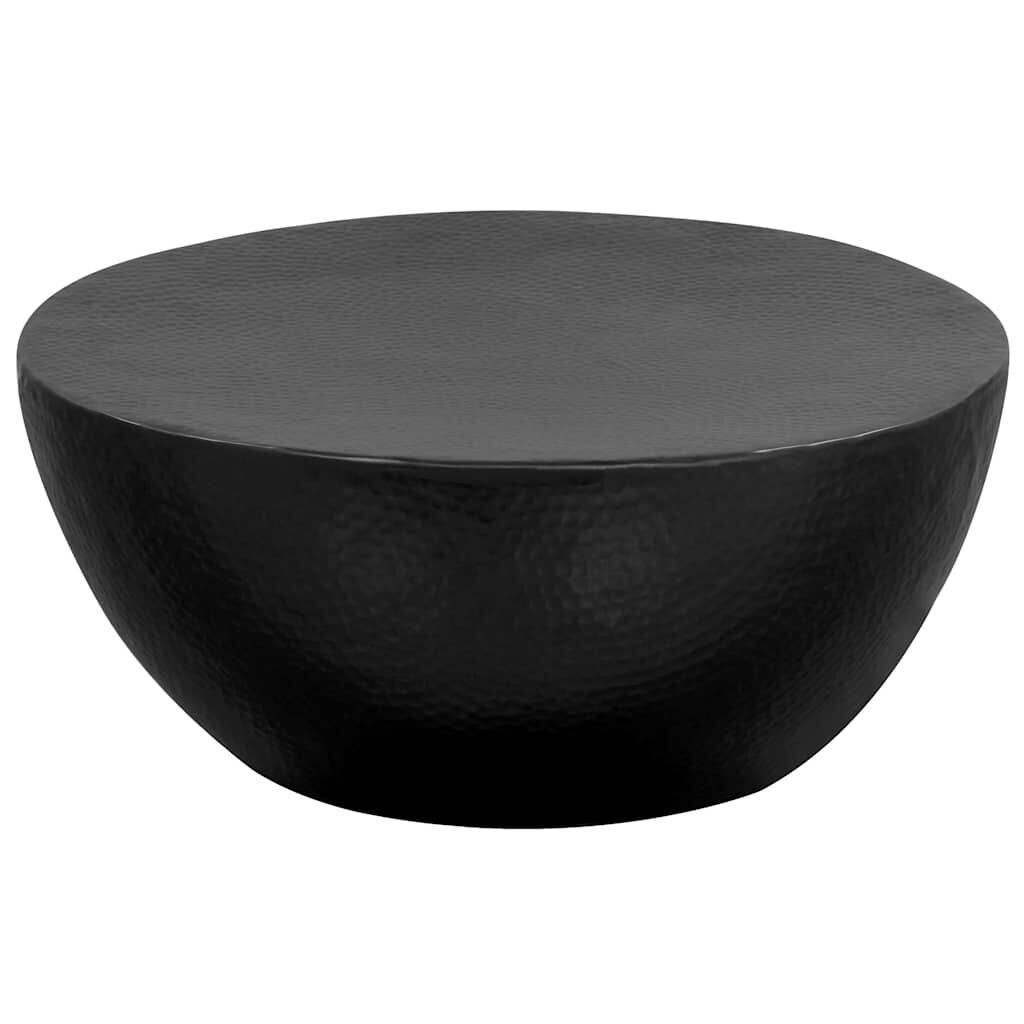 Table basse tambour Ø70 en aluminium martelé, noir