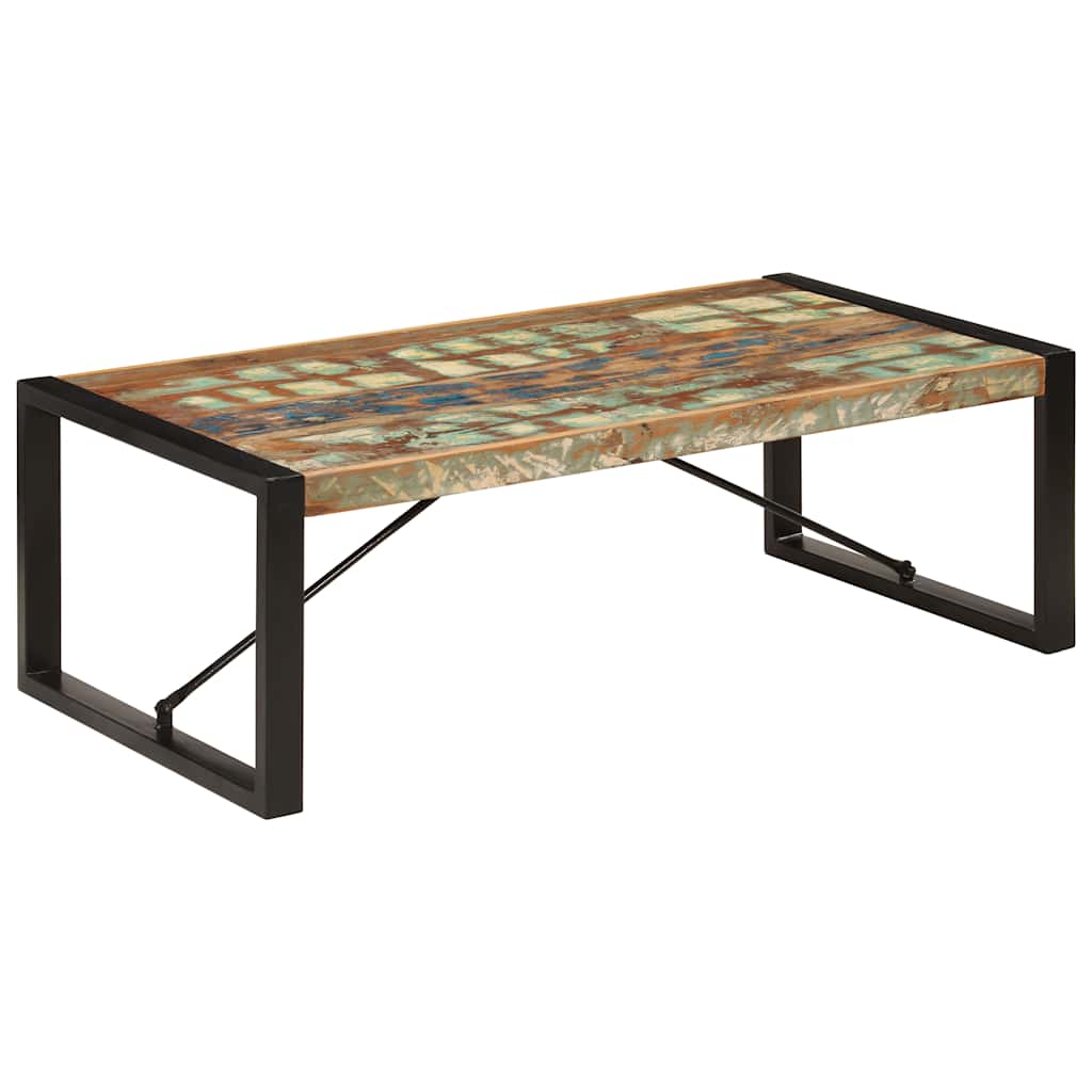 Table basse 120 cm en bois massif, piètement luge