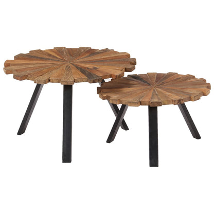 Tables gigognes rondes en bois massif, lot de 2