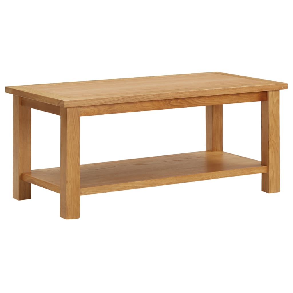 Table basse 90 cm en chêne massif avec étagère