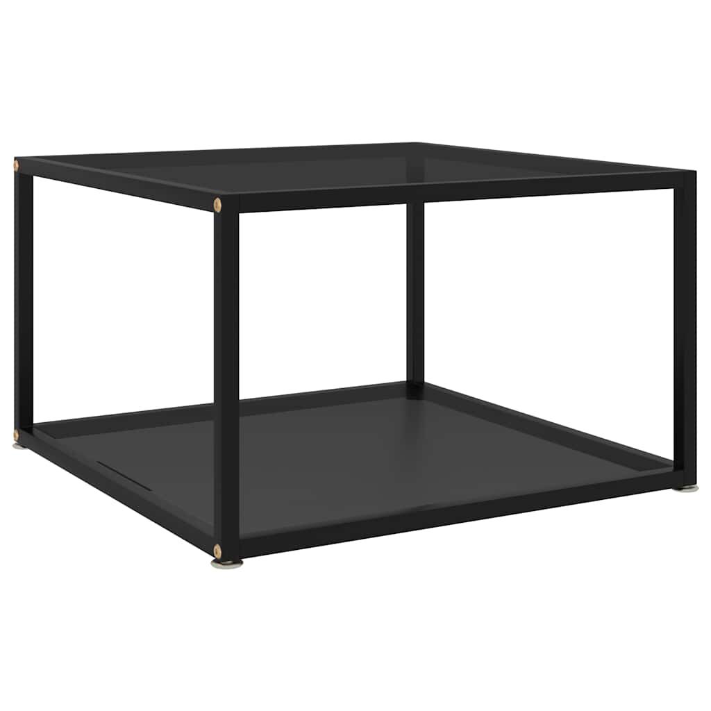 Table basse carrée 60 cm en verre trempé noir uni