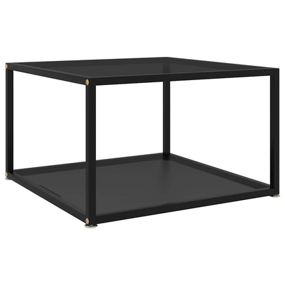 Table basse carrée 60 cm en verre trempé noir uni