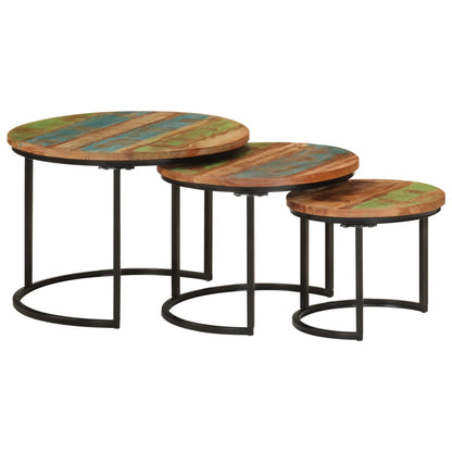 Tables gigognes rondes Ø55 en bois massif, lot de 3