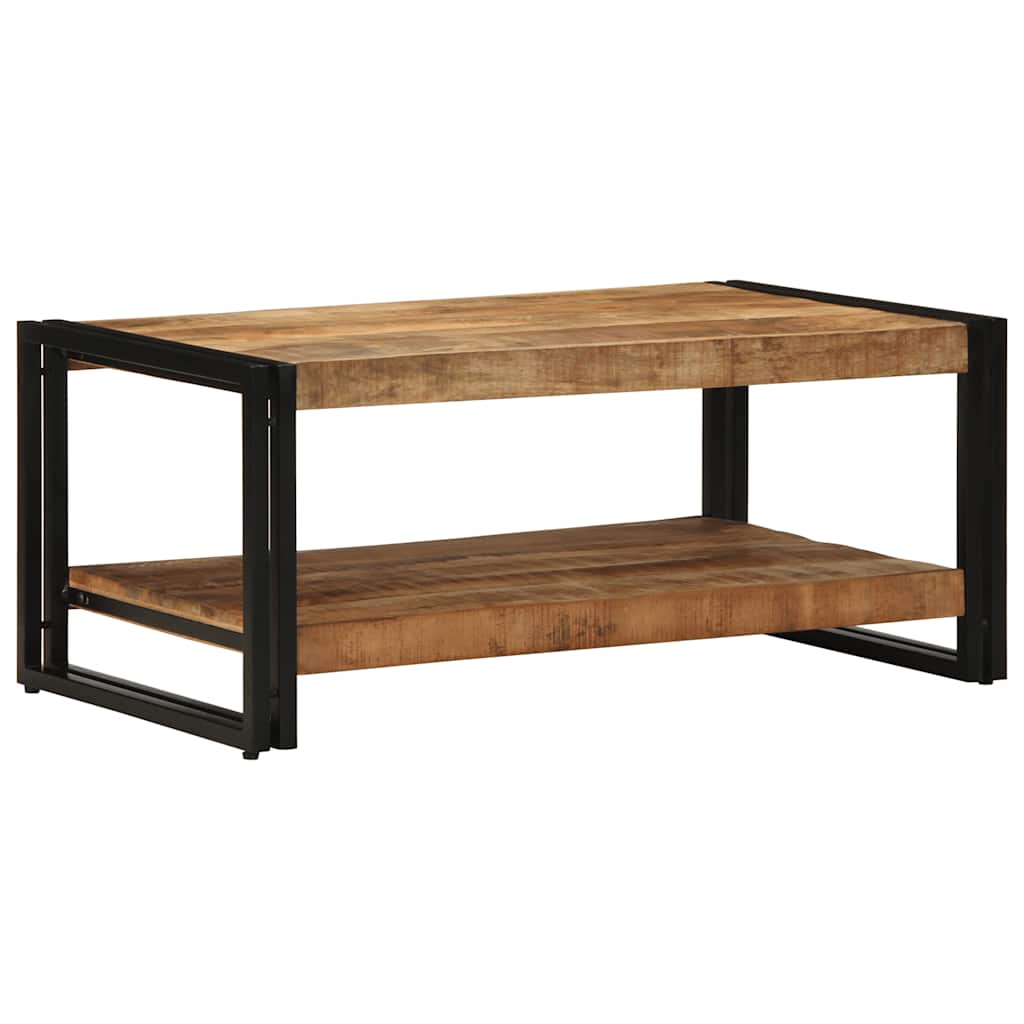 Table basse 90 cm en manguier brut et fer