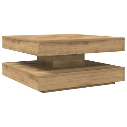 Table basse pivotante 70 cm, décor chêne