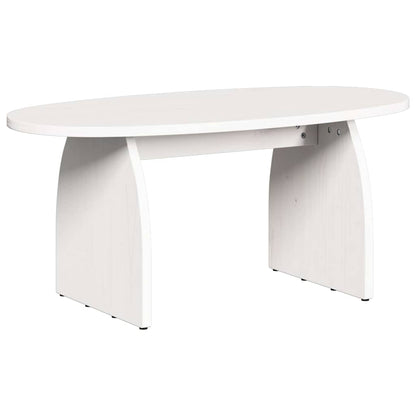 Table basse ovale 80 cm en pin massif, blanc