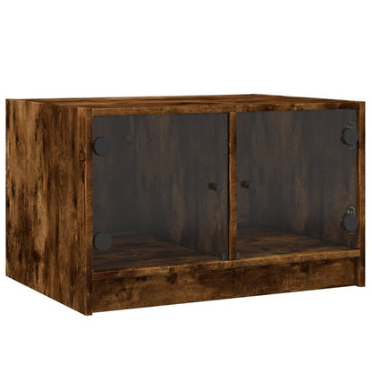 Table basse 68 cm à portes vitrées, décor chêne fumé