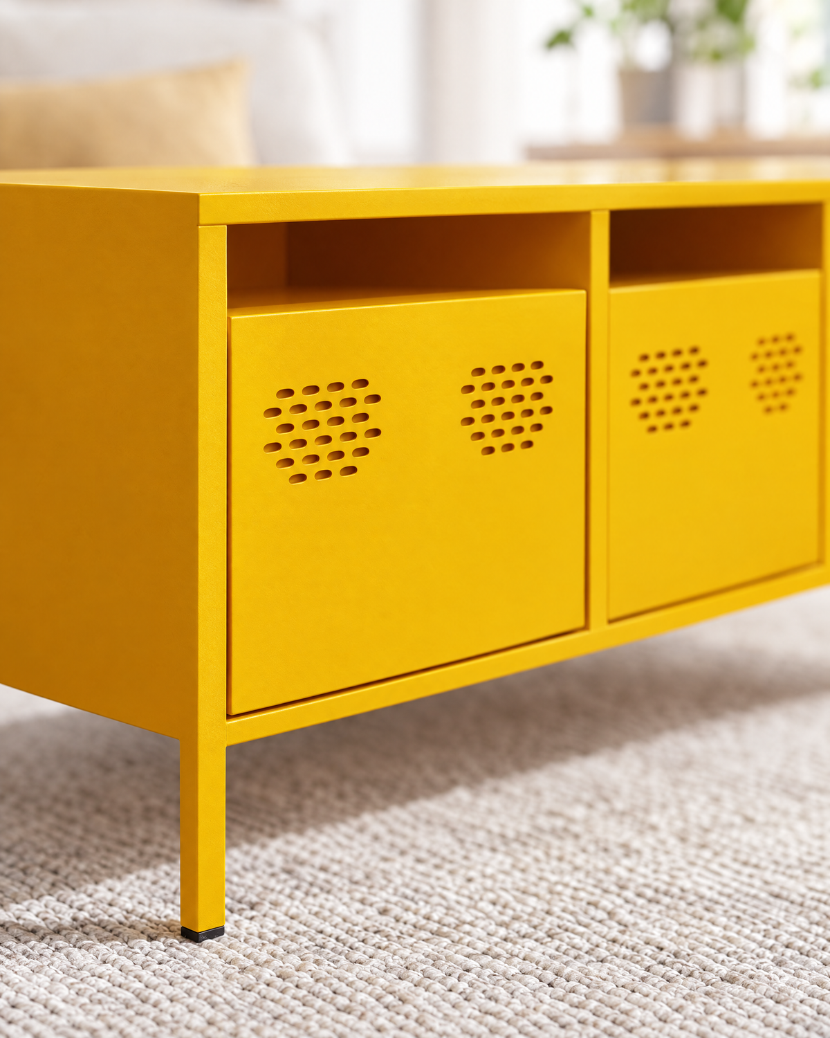 Table basse acier jaune moutarde 101 - détail