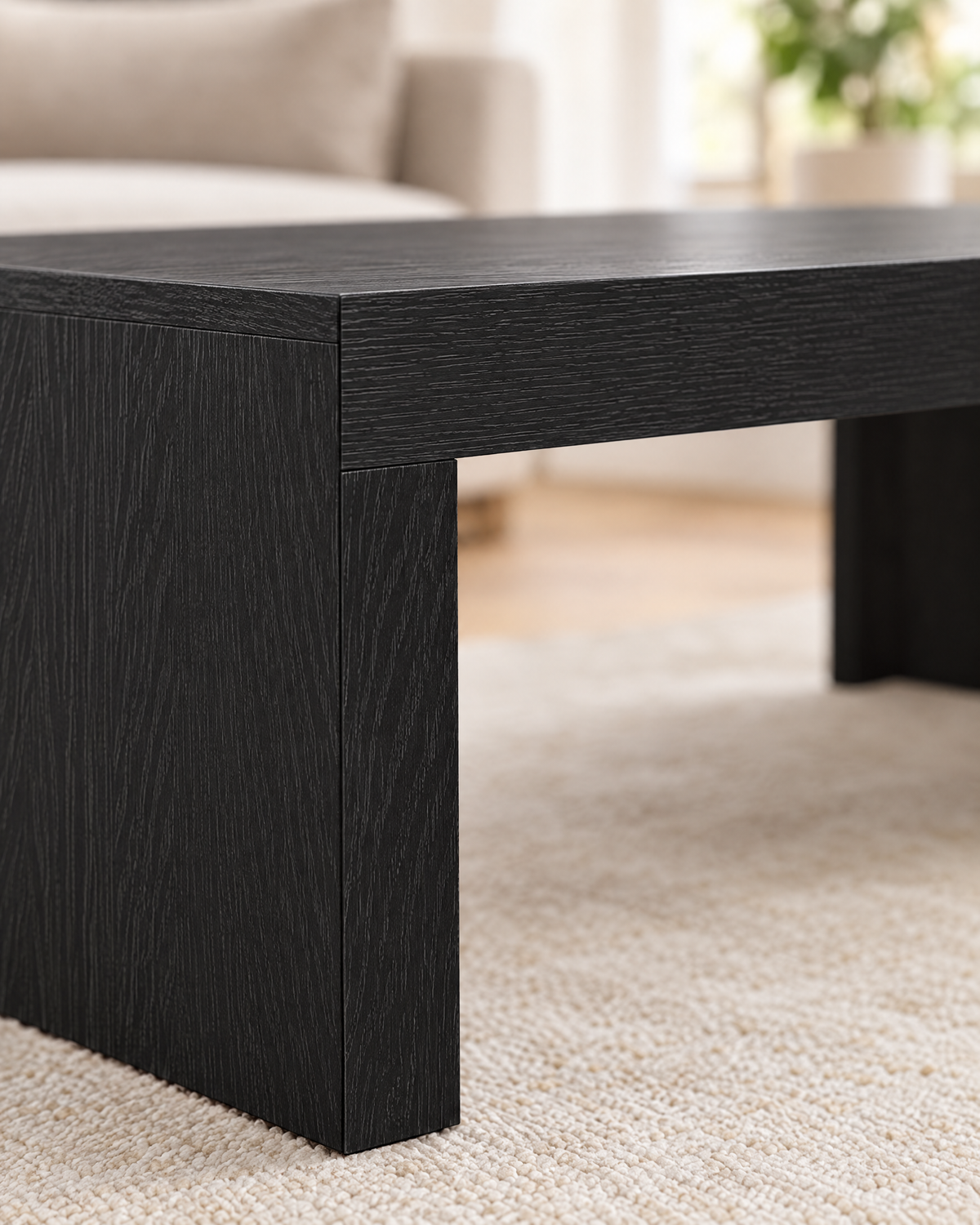 Table basse japandi décor chêne noir 102 - détail