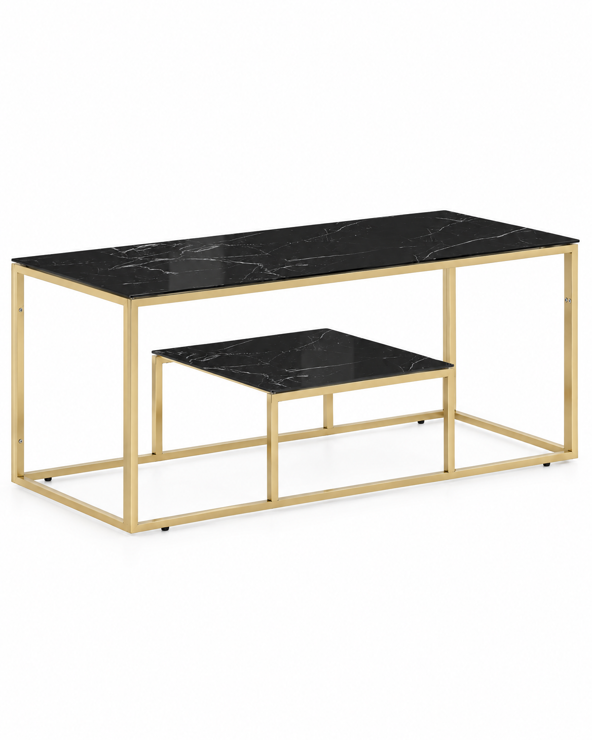 Table basse verre décor marbre noir 110 doré - packshot