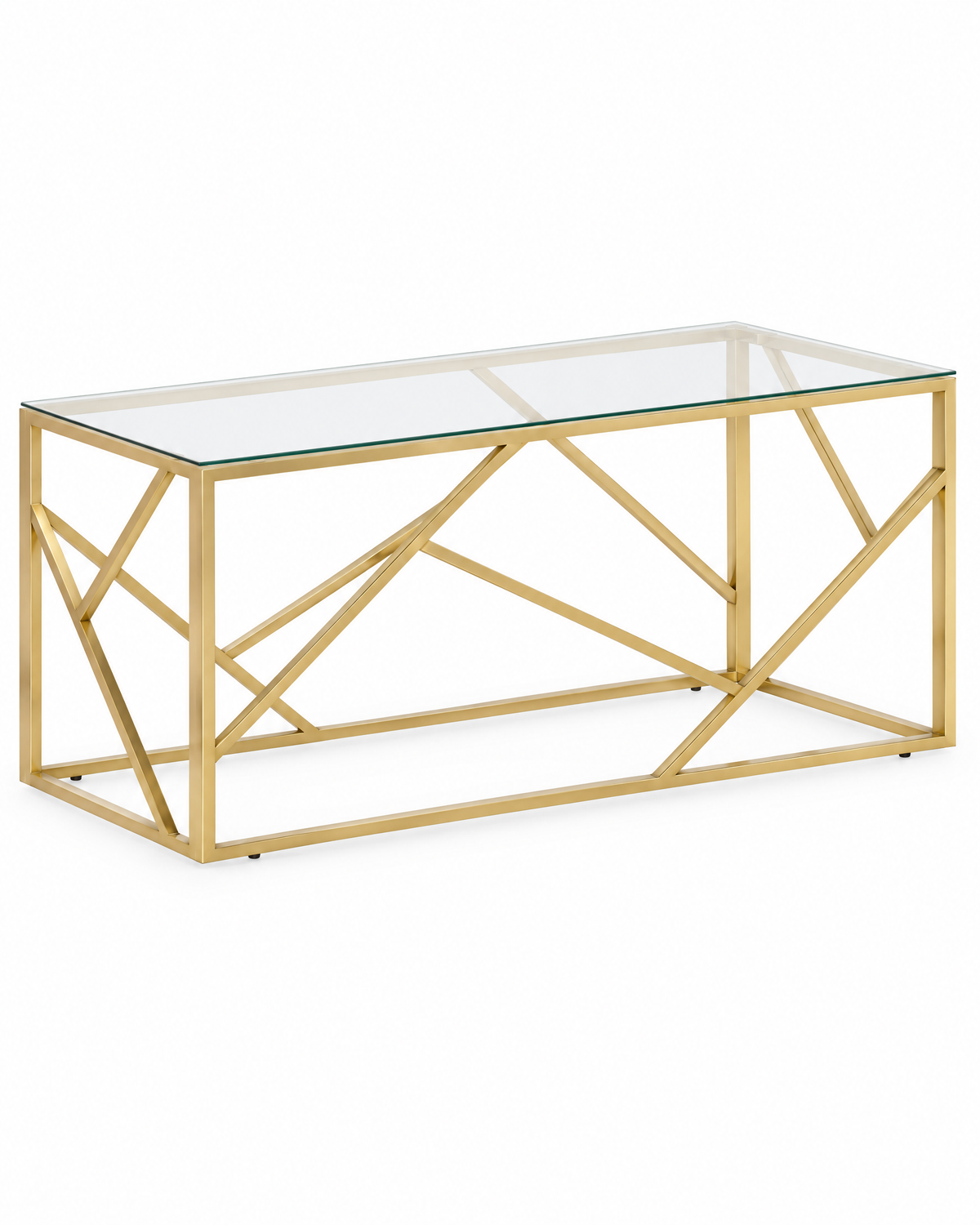 Table basse verre cadre doré géométrique 110 - packshot