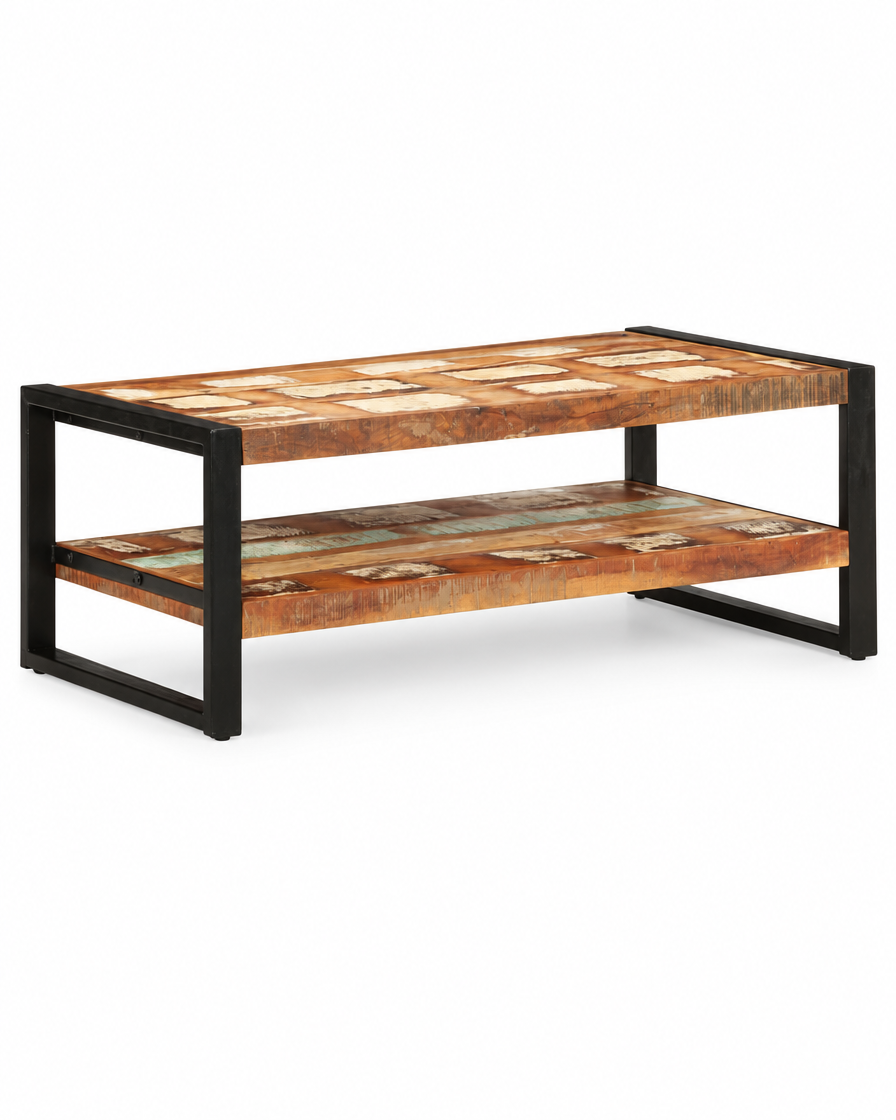 Table basse 120 bois massif étagère - packshot