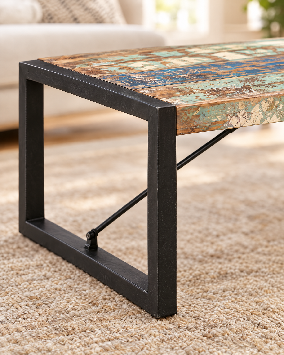 Table basse 120 bois massif luge - détail bois