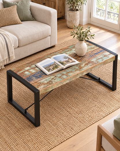 Table basse 120 bois massif luge - vue plongeante