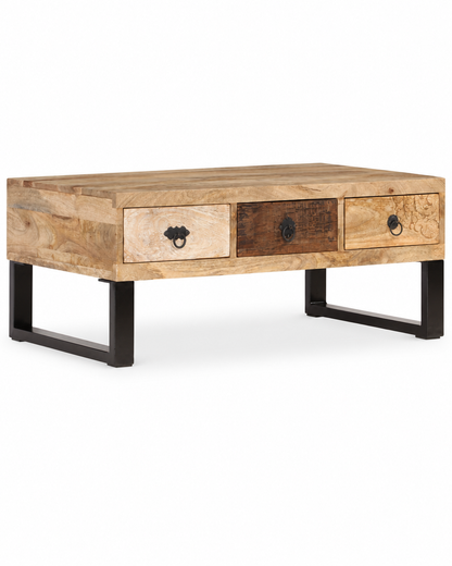 Table basse 3 tiroirs manguier - packshot