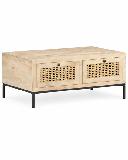 Table basse manguier cannage 90 - packshot