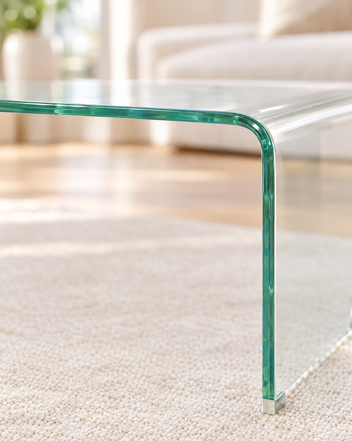 Table basse verre courbé 98 - détail